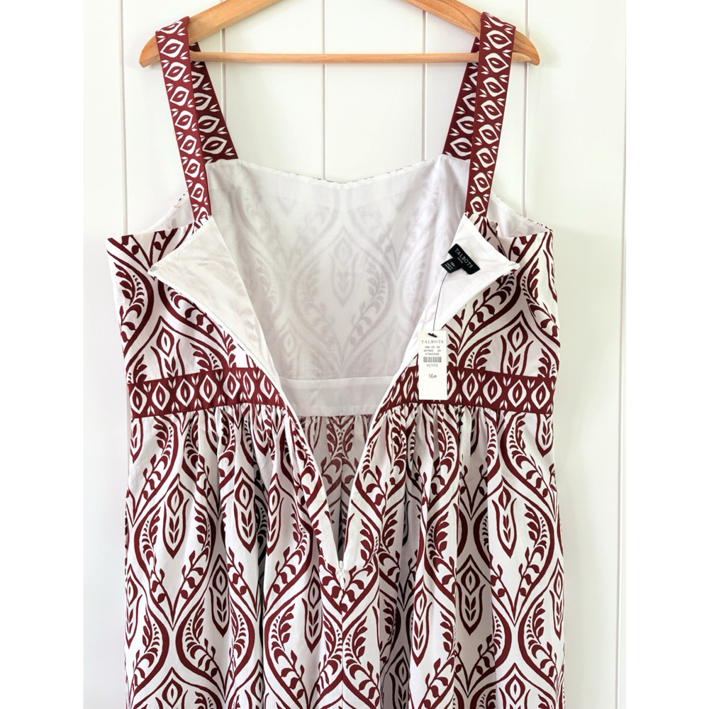 Talbots Modern Cotton Poplin Fit & Flare Maxi Dress Bohemian Medallion 16 Petite - Picture 7 of 10